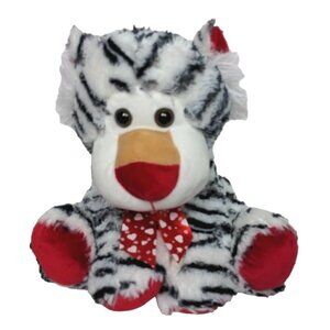 Hug & Luv White Black Striped Tiger Heart Stuffed Animal